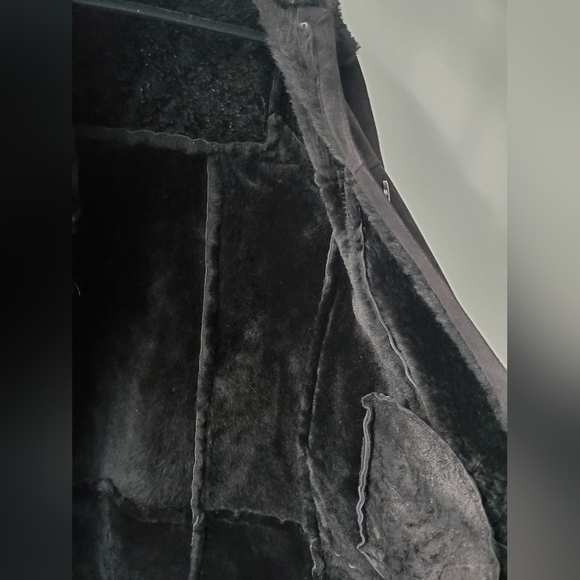 Vintage Black Leather Attic Shearling sheepskin Coat - Picture 13 of 16